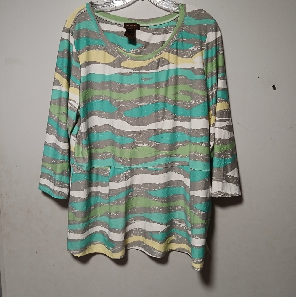 Multiples Brand Colorful Striped Women's Top. Long Sleeve. Size XL